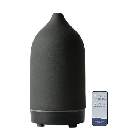 Monademo Stone Diffuser Ceramic Essential Oil Diffuser Humidifier 160ml Ultrasonic Oil Diffuser for Aramatherapy. (Black)