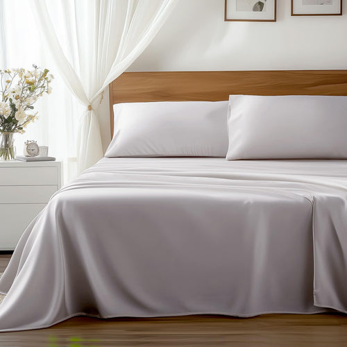 Hypoallergenic Bamboo Viscose Soft Cooling Breathable Bed Sheets Set with 16" Extra Deep Pocket 4 Pieces King Grey Luxury and Silky Smooth Finish Oeko-Tex Certified